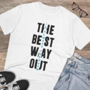 Men's PC Cotton The Best Way Out Printed T Shirt (Color: White, Thread Count: 180GSM) - Image 4