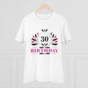 Men's PC Cotton 30th Birthday Printed T Shirt (Color: White, Thread Count: 180GSM) - Image 3