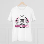 Men's PC Cotton 38th Birthday Printed T Shirt (Color: White, Thread Count: 180GSM) - Image 3