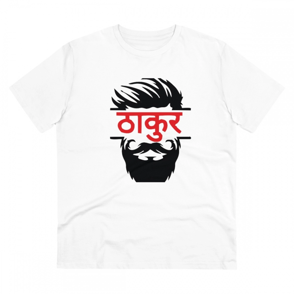52060901088_c754b352eb_o_d-1000x1000-1.webp Men's PC Cotton Thakur Printed T Shirt (Color: White, Thread Count: 180GSM) - Image 1