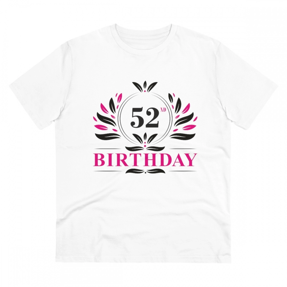 52060903981_e57265e367_o_d-1000x1000-1.webp Men's PC Cotton 52nd Birthday Printed T Shirt (Color: White, Thread Count: 180GSM) - Image 1