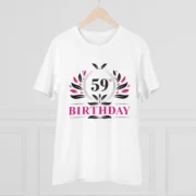 Men's PC Cotton 59th Birthday Printed T Shirt (Color: White, Thread Count: 180GSM) - Image 3