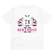 Men's PC Cotton 71st Birthday Printed T Shirt (Color: White, Thread Count: 180GSM)