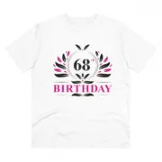 Men's PC Cotton 68th Birthday Printed T Shirt (Color: White, Thread Count: 180GSM)