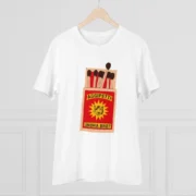 Men's PC Cotton Telugu Desing Printed T Shirt (Color: White, Thread Count: 180GSM) - Image 3