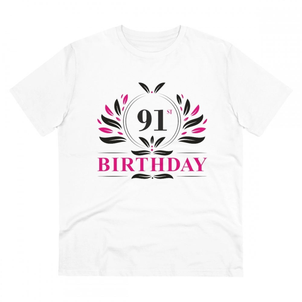 52060912326_90f3a8ab1d_o_d-1000x1000-1.webp Men's PC Cotton 91st Birthday Printed T Shirt (Color: White, Thread Count: 180GSM) - Image 1