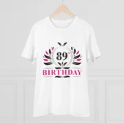 Men's PC Cotton 89th Birthday Printed T Shirt (Color: White, Thread Count: 180GSM) - Image 3