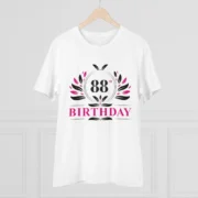 Men's PC Cotton 88th Birthday Printed T Shirt (Color: White, Thread Count: 180GSM) - Image 3