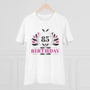 Men's PC Cotton 85th Birthday Printed T Shirt (Color: White, Thread Count: 180GSM) - Image 3