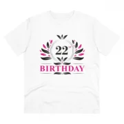 Men's PC Cotton 22nd Birthday Printed T Shirt (Color: White, Thread Count: 180GSM)