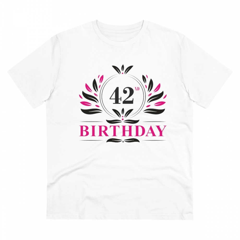 52060922848_7a8e2dc82e_o_d-1000x1000-1.webp Men's PC Cotton 42nd Birthday Printed T Shirt (Color: White, Thread Count: 180GSM) - Image 1