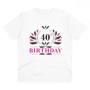 Men's PC Cotton 40th Birthday Printed T Shirt (Color: White, Thread Count: 180GSM)