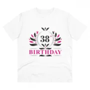 Men's PC Cotton 38th Birthday Printed T Shirt (Color: White, Thread Count: 180GSM)