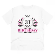 Men's PC Cotton 31st Birthday Printed T Shirt (Color: White, Thread Count: 180GSM)