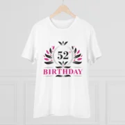 Men's PC Cotton 52nd Birthday Printed T Shirt (Color: White, Thread Count: 180GSM) - Image 3
