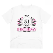 Men's PC Cotton 51st Birthday Printed T Shirt (Color: White, Thread Count: 180GSM)
