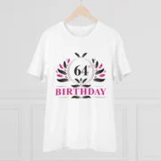 Men's PC Cotton 64th Birthday Printed T Shirt (Color: White, Thread Count: 180GSM) - Image 3