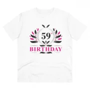 Men's PC Cotton 59th Birthday Printed T Shirt (Color: White, Thread Count: 180GSM)