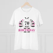Men's PC Cotton 70th Birthday Printed T Shirt (Color: White, Thread Count: 180GSM) - Image 3