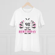 Men's PC Cotton 98th Birthday Printed T Shirt (Color: White, Thread Count: 180GSM) - Image 3