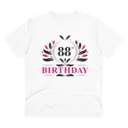 Men's PC Cotton 88th Birthday Printed T Shirt (Color: White, Thread Count: 180GSM)