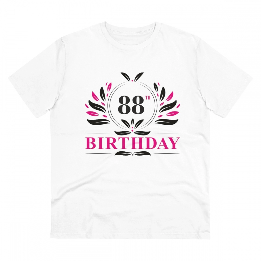 52060938673_fffd8e3558_o_d-1000x1000-1.webp Men's PC Cotton 88th Birthday Printed T Shirt (Color: White, Thread Count: 180GSM) - Image 1