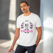 Men's PC Cotton 85th Birthday Printed T Shirt (Color: White, Thread Count: 180GSM) - Image 6