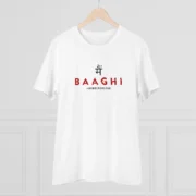 Men's PC Cotton Me Bhaghi Printed T Shirt (Color: White, Thread Count: 180GSM) - Image 3