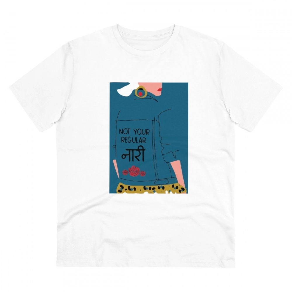 52061100639_0ebc5ac1ae_o_d-1000x1000-1.webp Men's PC Cotton Not Your Regular Naari Printed T Shirt (Color: White, Thread Count: 180GSM) - Image 1