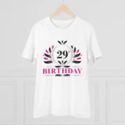Men's PC Cotton 29th Birthday Printed T Shirt (Color: White, Thread Count: 180GSM) - Image 3