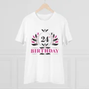 Men's PC Cotton 24th Birthday Printed T Shirt (Color: White, Thread Count: 180GSM) - Image 3