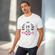 Men's PC Cotton 19th Birthday Printed T Shirt (Color: White, Thread Count: 180GSM) - Image 6