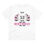 Men's PC Cotton 53rd Birthday Printed T Shirt (Color: White, Thread Count: 180GSM)