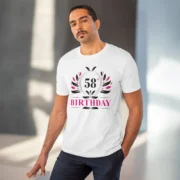 Men's PC Cotton 58th Birthday Printed T Shirt (Color: White, Thread Count: 180GSM) - Image 6