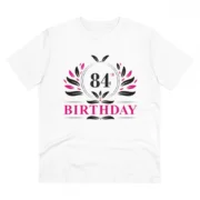 Men's PC Cotton 84th Birthday Printed T Shirt (Color: White, Thread Count: 180GSM)