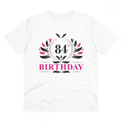 Men's PC Cotton 84th Birthday Printed T Shirt (Color: White, Thread Count: 180GSM)