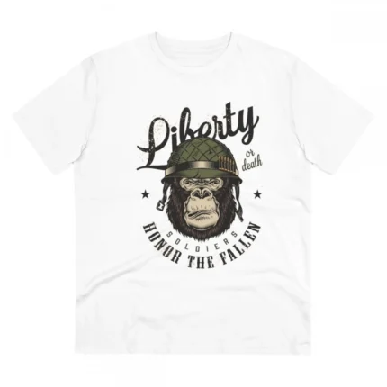 Men's PC Cotton Gorila Desing Printed T Shirt (Color: White, Thread Count: 180GSM)