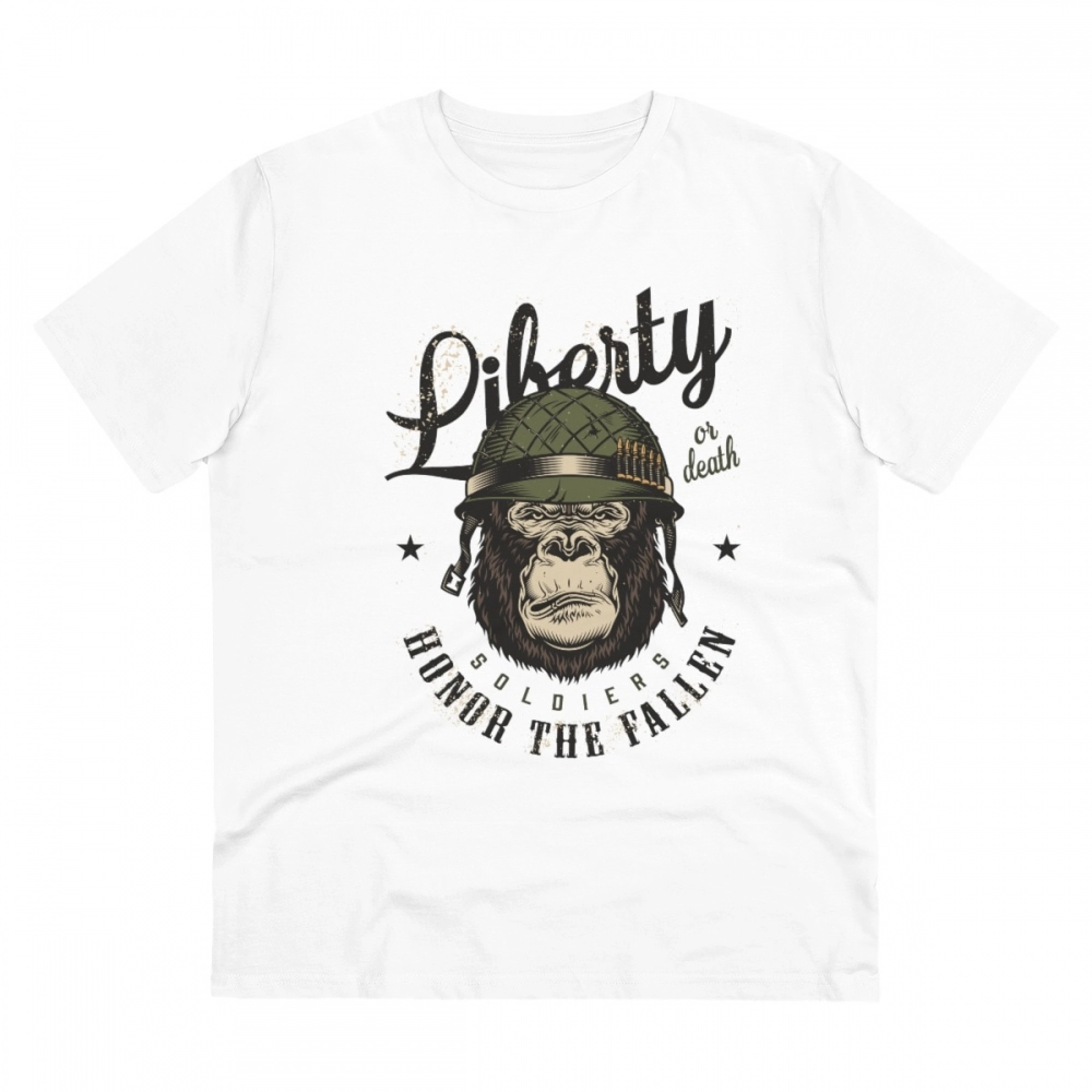 52061334535_7308378f69_o_d-1000x1000-1.webp Men's PC Cotton Gorila Desing Printed T Shirt (Color: White, Thread Count: 180GSM) - Image 1
