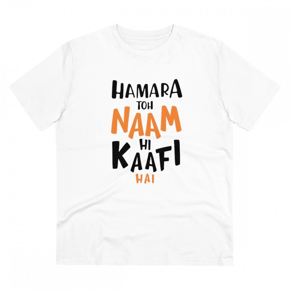 52061359160_f80b618939_o_d-1000x1000-1.webp Men's PC Cotton Hamara To Name Hi Kaafi Hai Printed T Shirt (Color: White, Thread Count: 180GSM) - Image 1