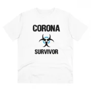 Men's PC Cotton Corona Survivor Printed T Shirt (Color: White, Thread Count: 180GSM)