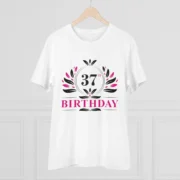 Men's PC Cotton 37th Birthday Printed T Shirt (Color: White, Thread Count: 180GSM) - Image 3