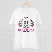 Men's PC Cotton 51st Birthday Printed T Shirt (Color: White, Thread Count: 180GSM) - Image 3