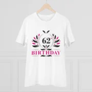Men's PC Cotton 62nd Birthday Printed T Shirt (Color: White, Thread Count: 180GSM) - Image 3