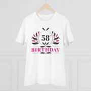 Men's PC Cotton 58th Birthday Printed T Shirt (Color: White, Thread Count: 180GSM) - Image 3