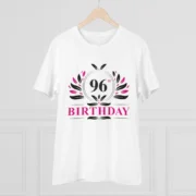 Men's PC Cotton 96th Birthday Printed T Shirt (Color: White, Thread Count: 180GSM) - Image 3