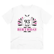 Men's PC Cotton 93rd Birthday Printed T Shirt (Color: White, Thread Count: 180GSM)