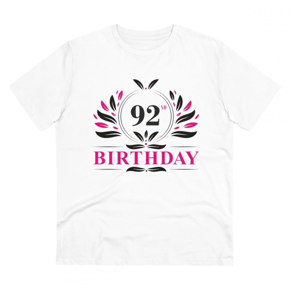 52061399185_bc2789983f_o_d-1000x1000-1.webp Men's PC Cotton 92nd Birthday Printed T Shirt (Color: White, Thread Count: 180GSM) - Image 1