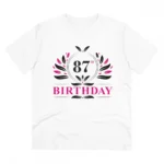 Men's PC Cotton 87th Birthday Printed T Shirt (Color: White, Thread Count: 180GSM)