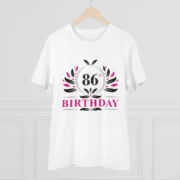 Men's PC Cotton 86th Birthday Printed T Shirt (Color: White, Thread Count: 180GSM) - Image 3