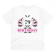 Men's PC Cotton 79th Birthday Printed T Shirt (Color: White, Thread Count: 180GSM)
